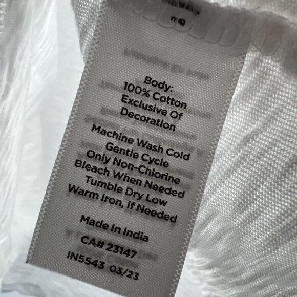 Talbots Womens Top Size XL Embroidered White Cap Sleeves Pullover Slubbed Cotton - Picture 6 of 9